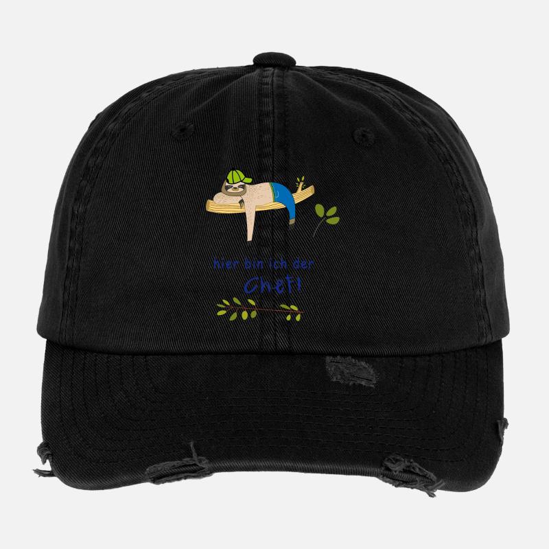 hier bin ich der Chef Faultier Flexfit Vintage Destroyed Cap