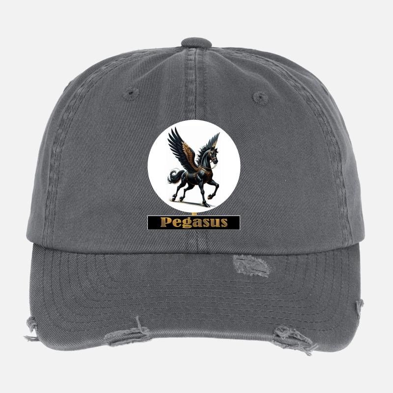 Pégase aux ailes noires Casquette vintage effet usé Flexfit