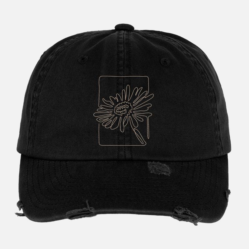 Fleur d’art linéaire minimaliste Casquette vintage effet usé Flexfit