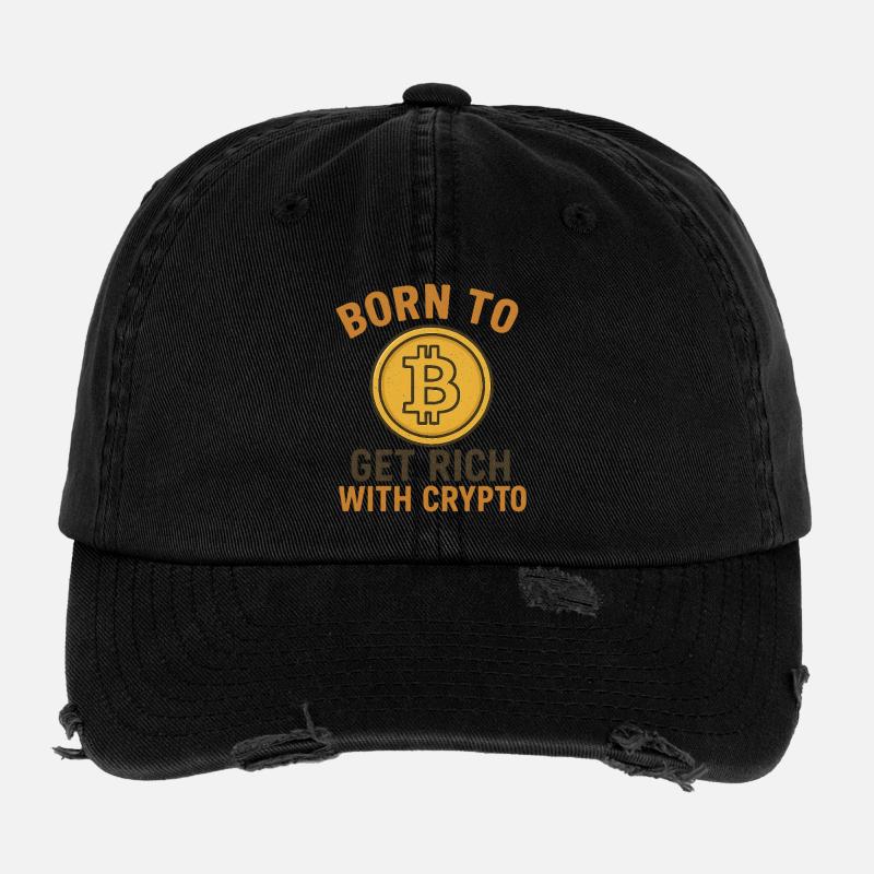 Get Rich with Crypto Flexfit Vintage Destroyed Cap
