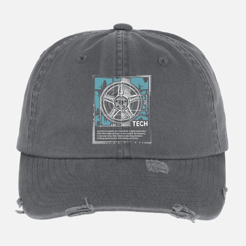 Schéma directeur des jantes – Roue d’esquisse technologique Casquette vintage effet usé Flexfit