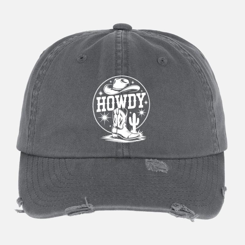 Conception de silhouette de cow-boy western Casquette vintage effet usé Flexfit