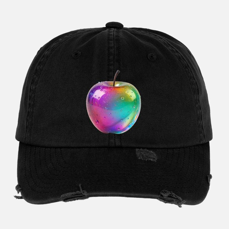 Regenbogen Apfel Ästhetik Design Flexfit Vintage Destroyed Cap