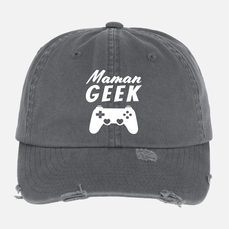 Maman Geek Casquette vintage effet usé Flexfit