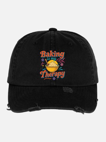 Backtherapie Inspirierendes Design - Flexfit Vintage Destroyed Cap - Schwarz - Vorne