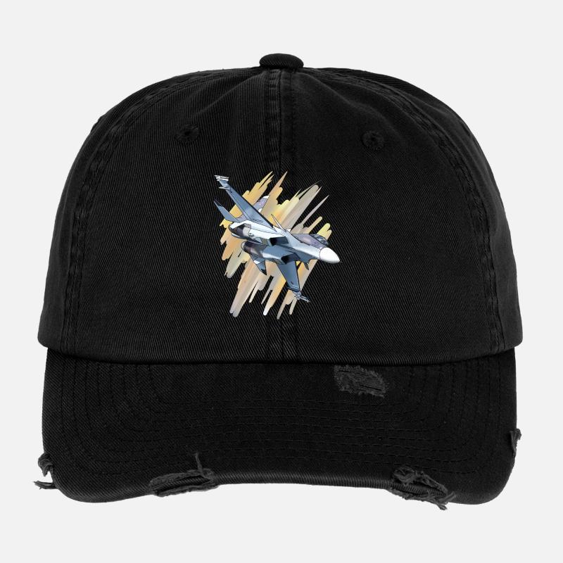 Fighter jet in dynamic design Flexfit Vintage Destroyed Cap