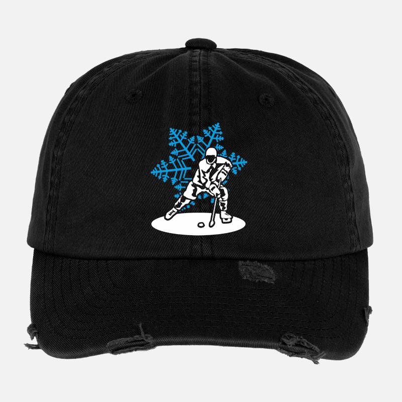 Eishockey Eiskristall Eishockeyspieler Geschenk Flexfit Vintage Destroyed Cap