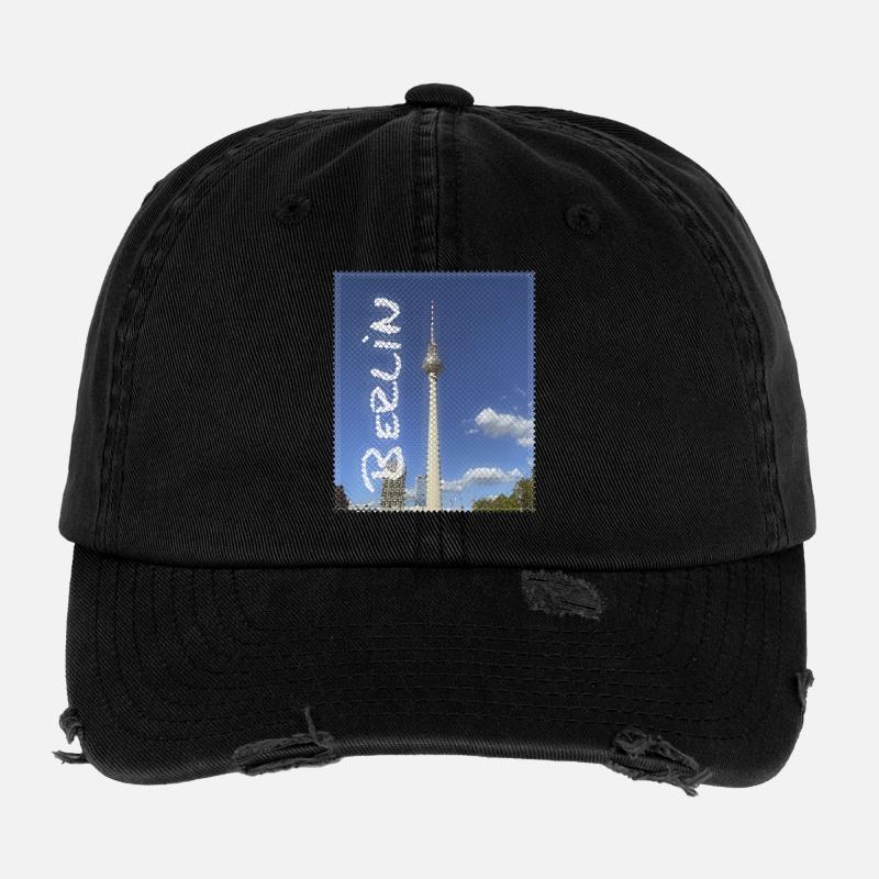 Design néon de la tour de télévision de Berlin Casquette vintage effet usé Flexfit