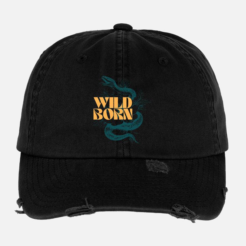 Conception de motif d’animal sauvage Casquette vintage effet usé Flexfit