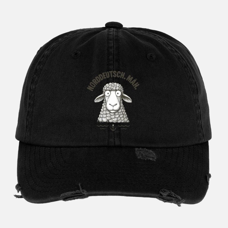 Nordeutsch Mäh Schaf - Casquette vintage effet usé Flexfit - noir