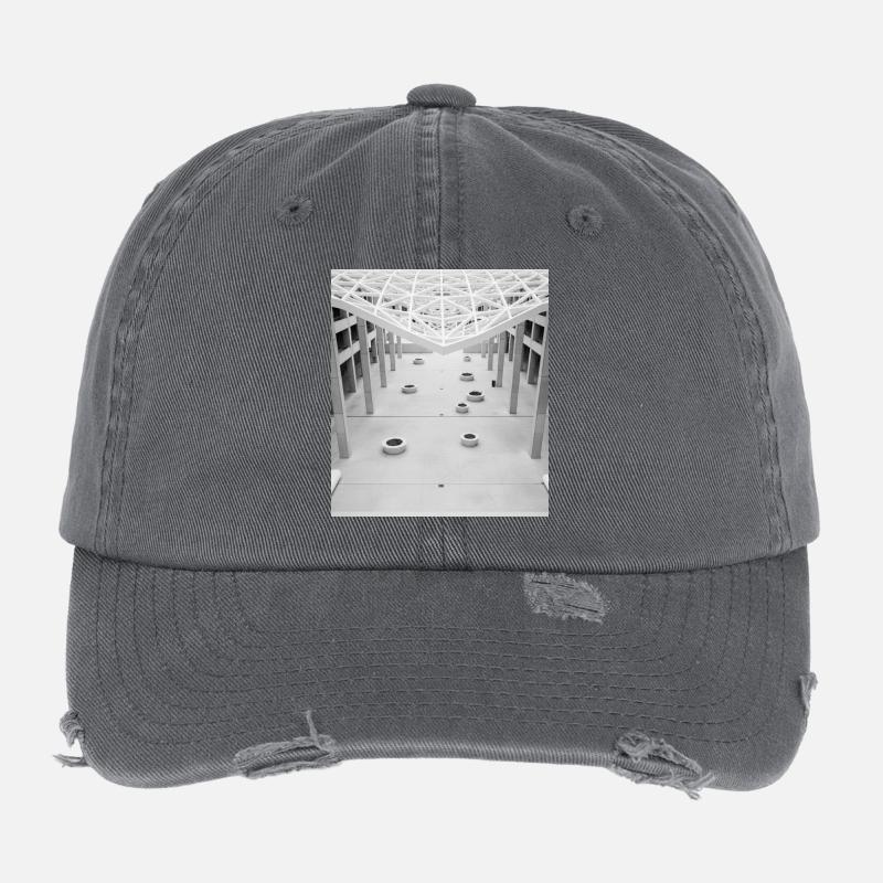 Geometic Atrium Black and White Flexfit Vintage Destroyed Cap