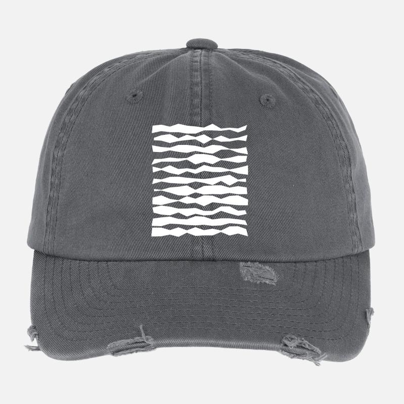Monochrome Zigzag Stripes Flexfit Vintage Destroyed Cap