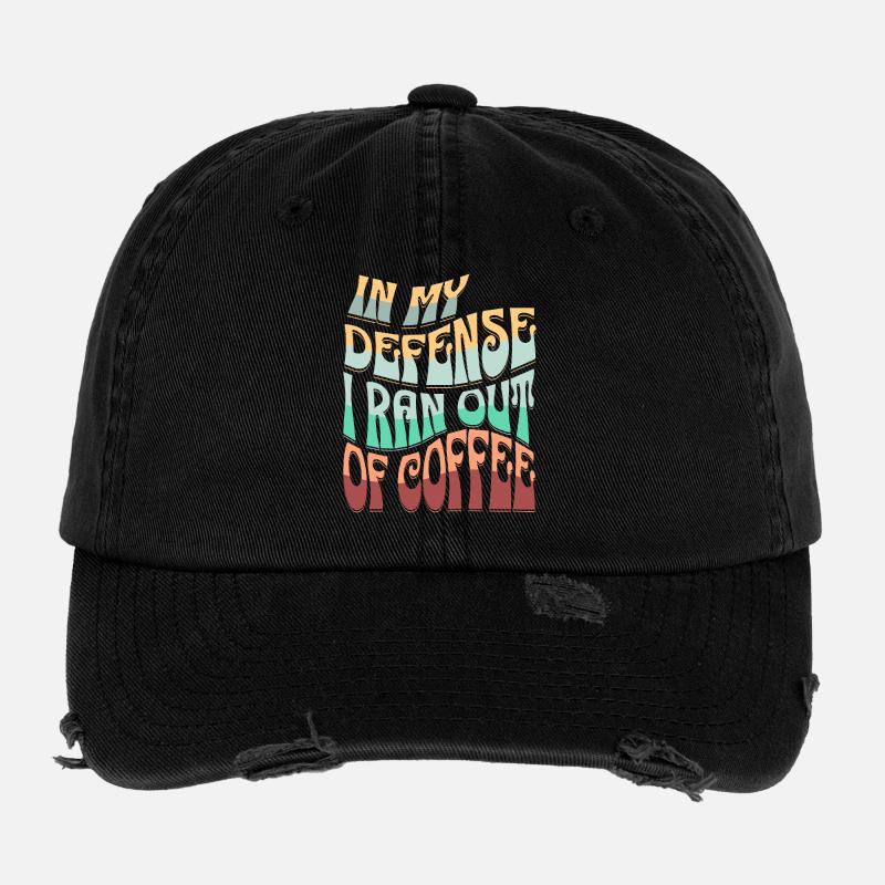 Kaffee Ausrede Spruchdesign Flexfit Vintage Destroyed Cap