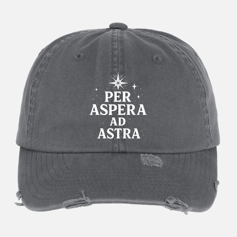 Per Aspera Ad Astra Latin Typography Flexfit Vintage Destroyed Cap