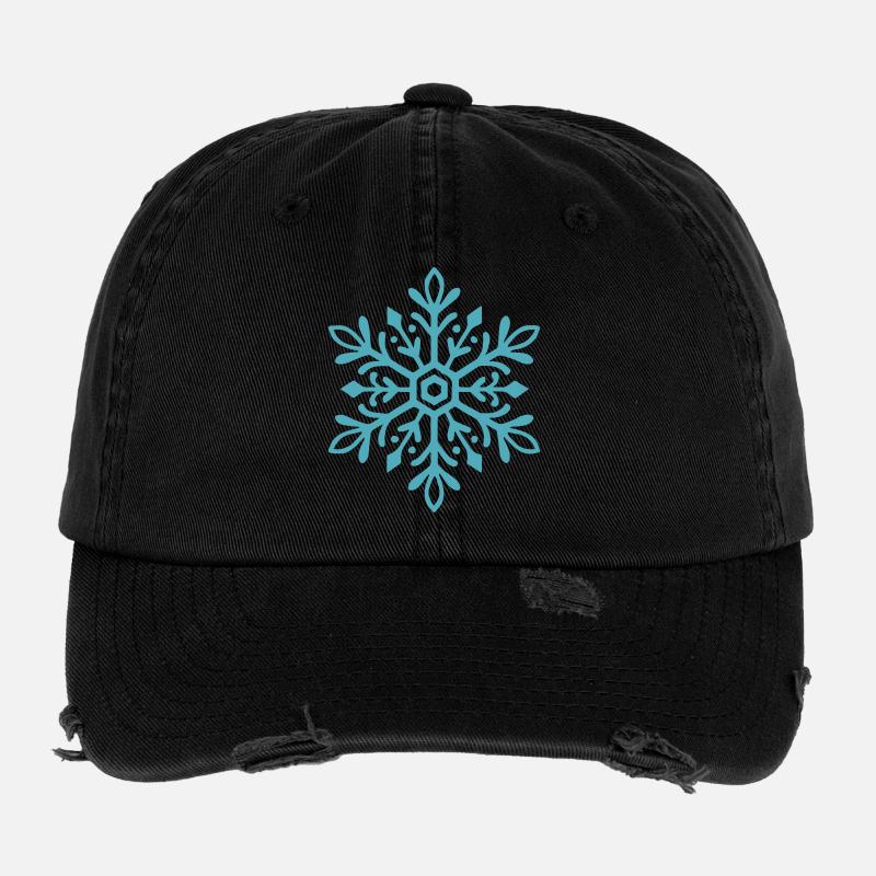 Flocon de neige | Montagne  | Ski | Snowboard Casquette vintage effet usé Flexfit
