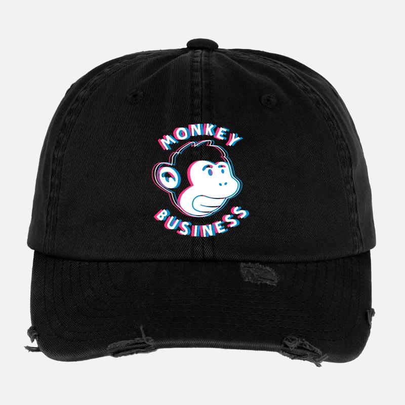 Monkey Business 3D - Affe Graffiti Urban Art Flexfit Vintage Destroyed Cap