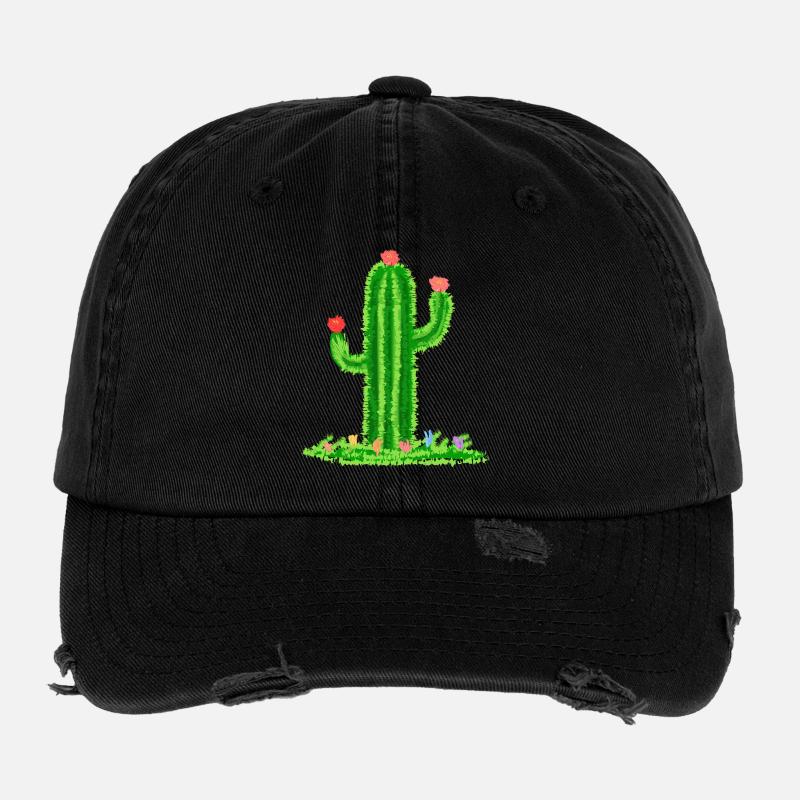 Kaktus mit Blüte Flexfit Vintage Destroyed Cap