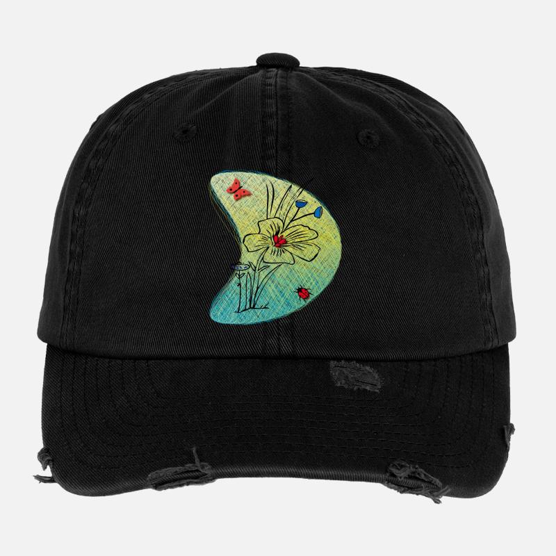 Blume mit Schmetterling Flexfit Vintage Destroyed Cap