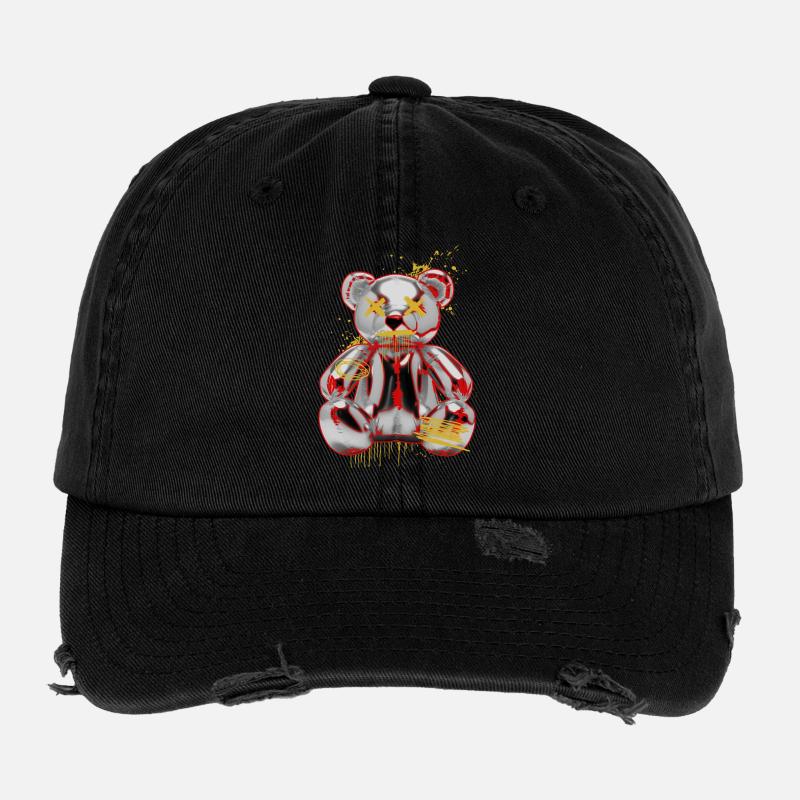 Graffiti Teddy Punk Art Design Flexfit Vintage Destroyed Cap