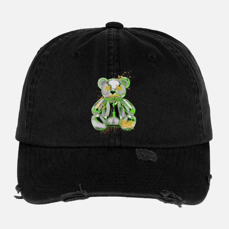 Rébellion des ours en peluche graffitis Art urbain Casquette vintage effet usé Flexfit