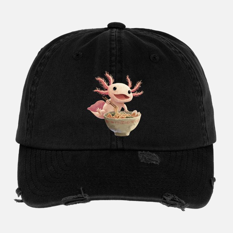 Nouilles ramen aux axolotls Casquette vintage effet usé Flexfit