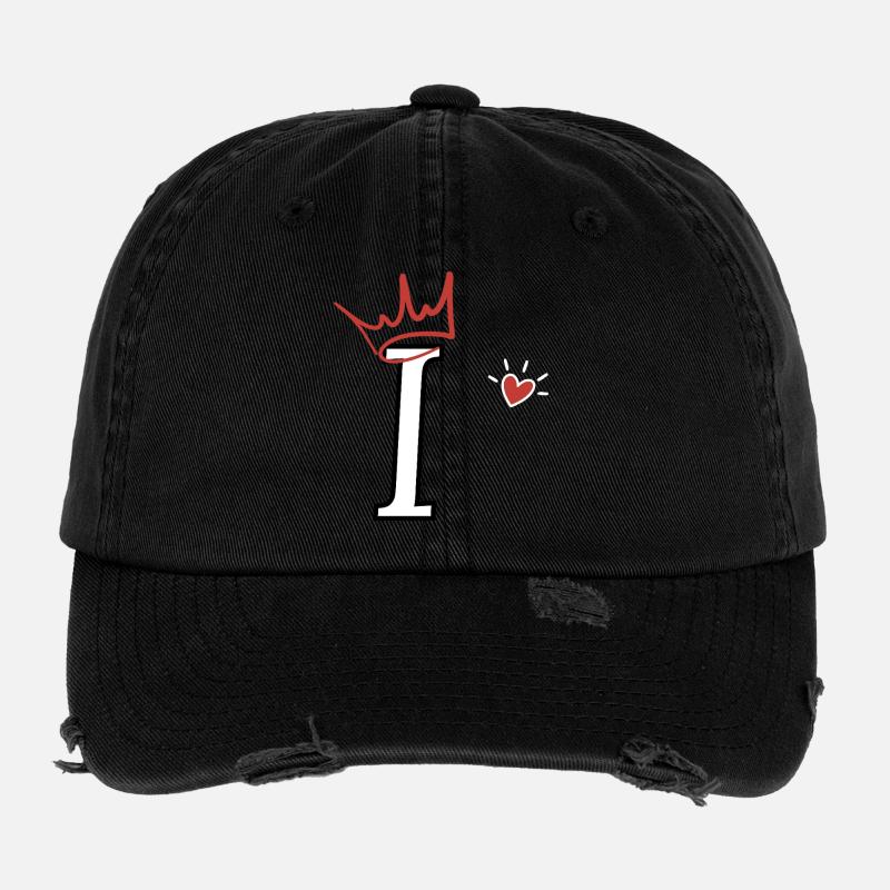 Lettre i couronne cœur  Casquette vintage effet usé Flexfit