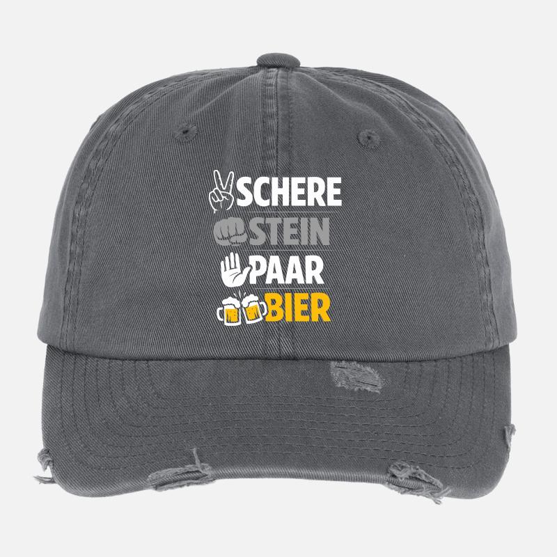 Schere, Stein paar Bier: Freundschaft & Bier Flexfit Vintage Destroyed Cap