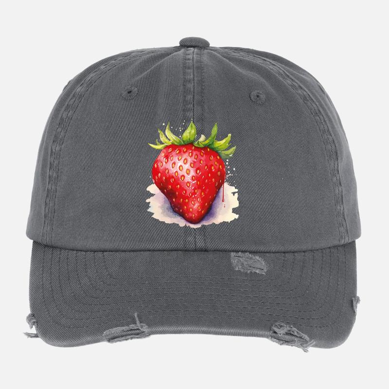 Aquarell Erdbeere  Flexfit Vintage Destroyed Cap