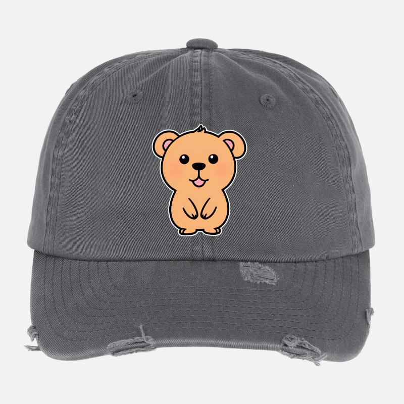 Cuddly Bear Cartoon Flexfit Vintage Destroyed Cap