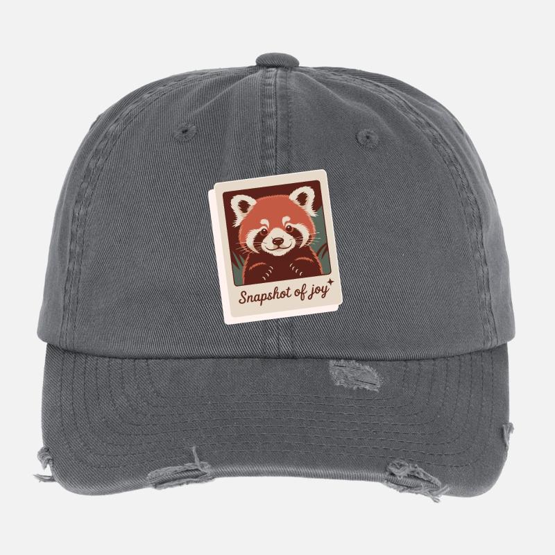Joie du Panda Rouge Casquette vintage effet usé Flexfit