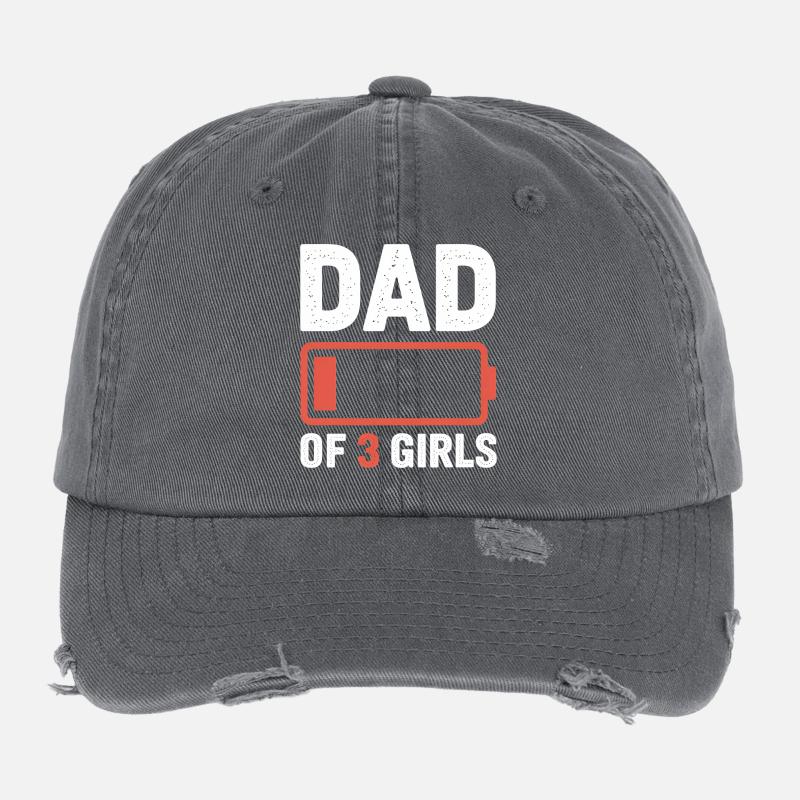 Batterie-Symbol des Vaters von 3 Mädchen Flexfit Vintage Destroyed Cap