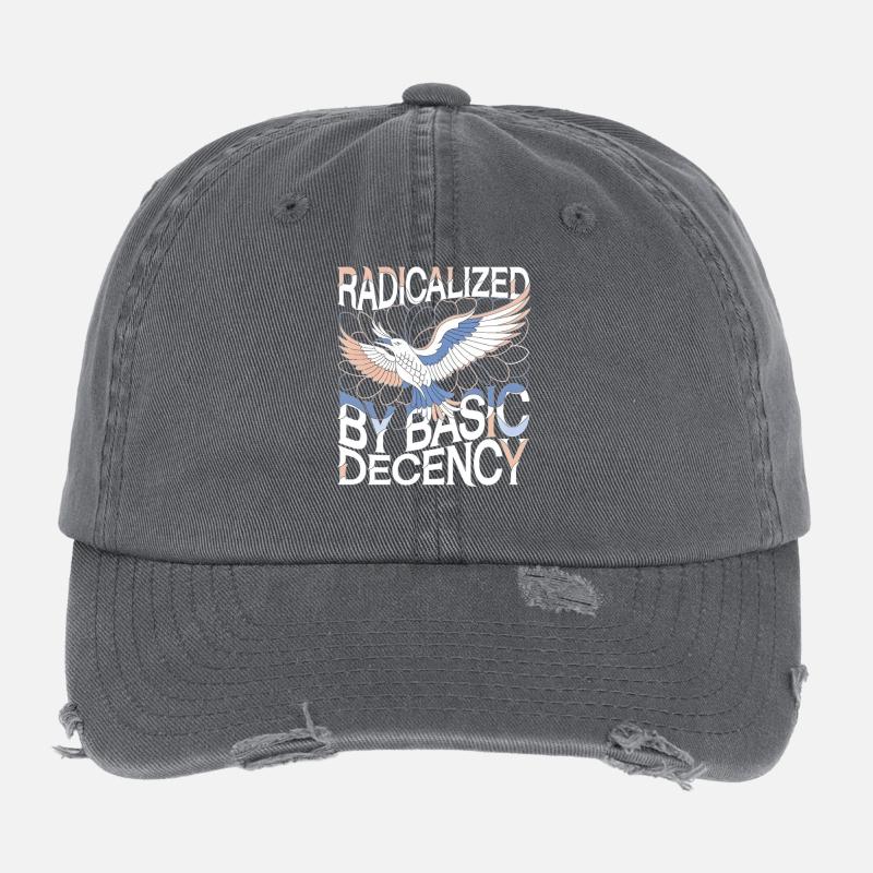 Radicalized by Basic Decency Statement Kunst Flexfit Vintage Destroyed Cap