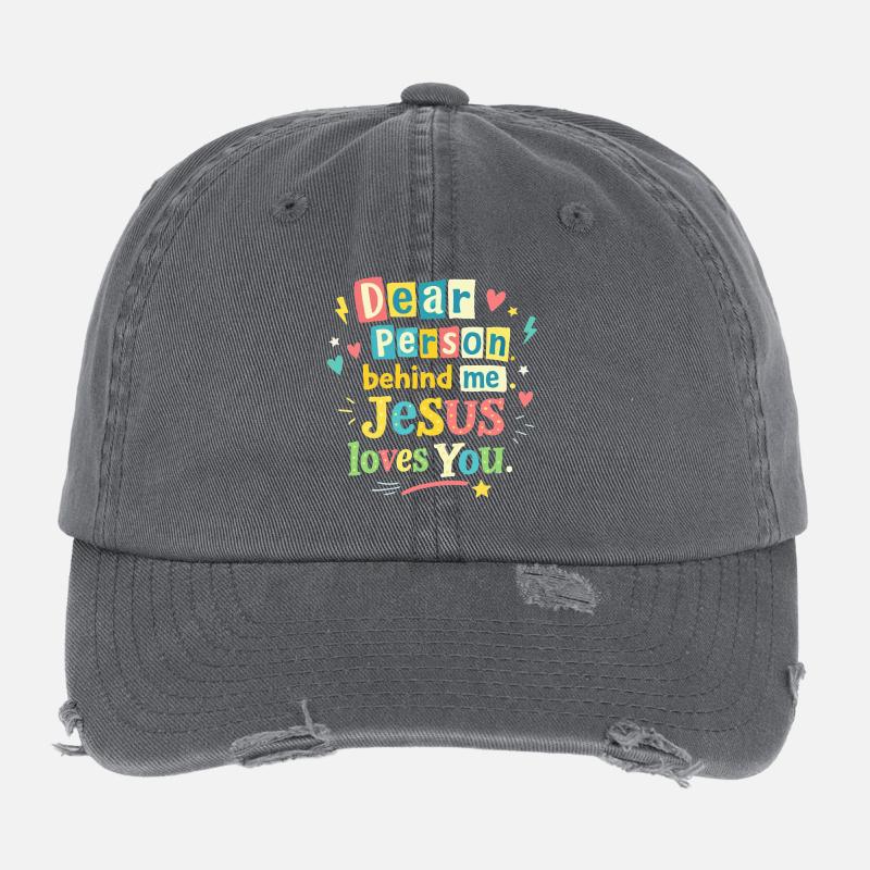 Jesus liebt dich positive Botschaft Flexfit Vintage Destroyed Cap