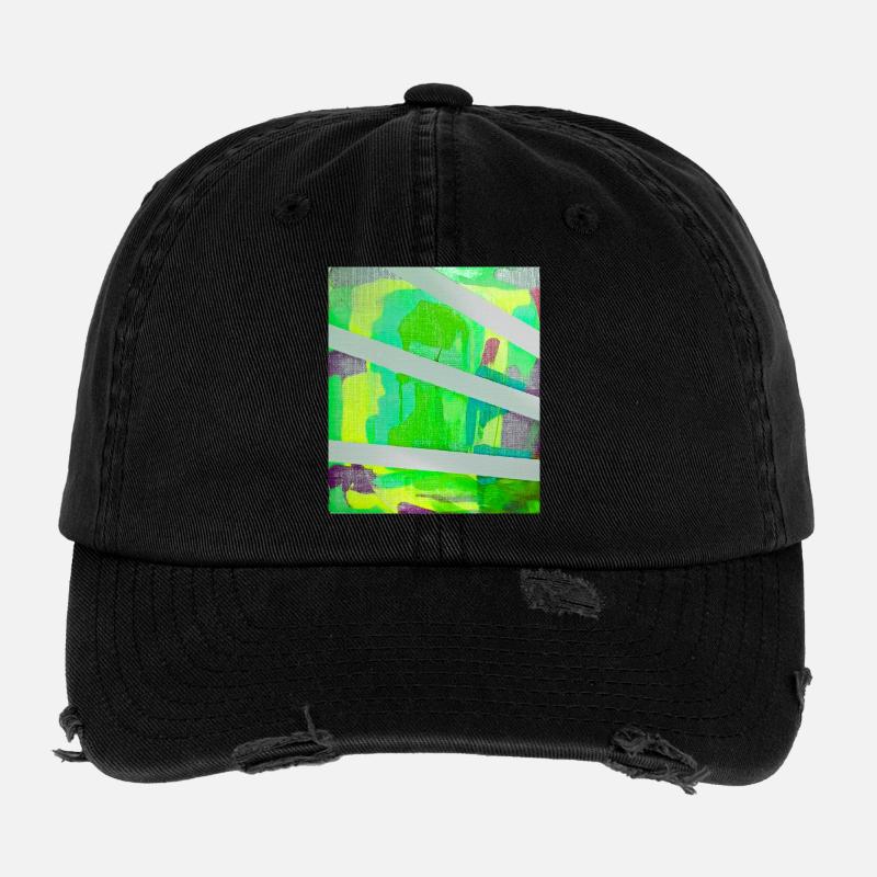 Neon Kaleido Abstract - Flexfit Vintage Destroyed Cap - black