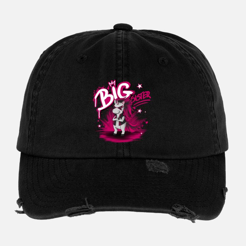 Big Sister Unicorn Neon Flexfit Vintage Destroyed Cap