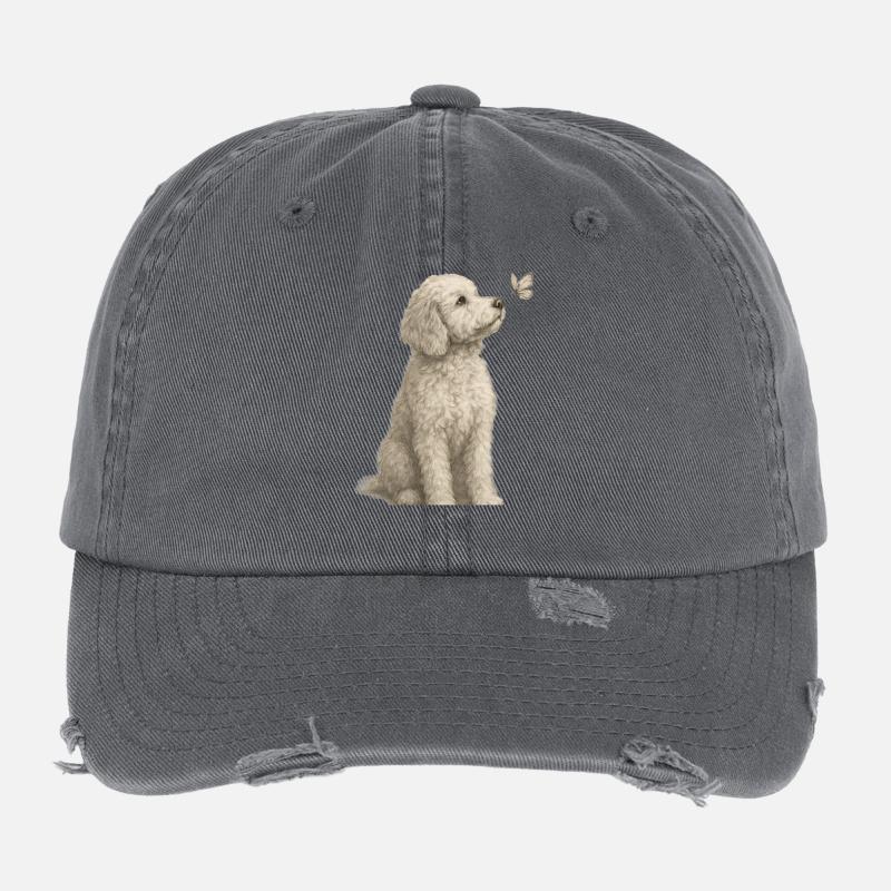 Motif de caniche avec chiens papillons Casquette vintage effet usé Flexfit