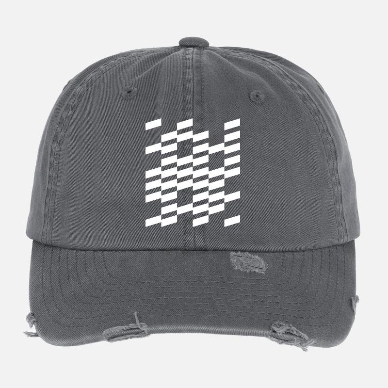 Diagonal Plaid Geometric design Flexfit Vintage Destroyed Cap