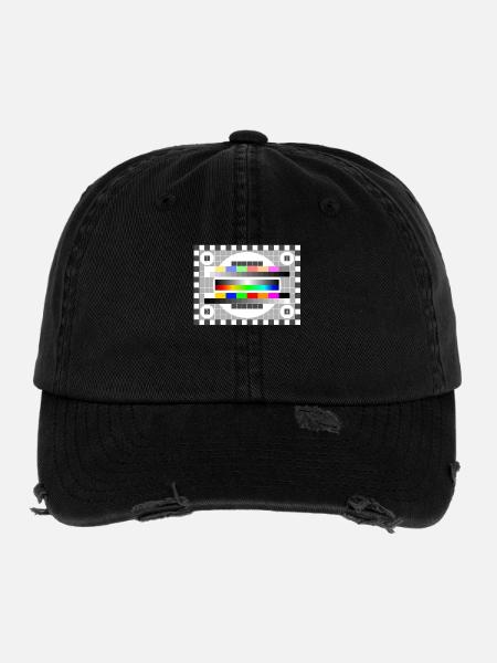 Test Image Couleurs Motif TV Rétro élégant dégradé 80 - Casquette vintage effet usé Flexfit - noir - Devant