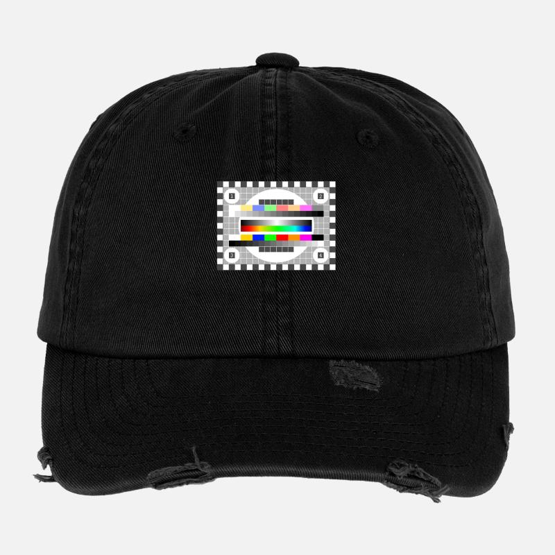 Test Picture Colors Pattern TV Retro stylish gradient 80 Flexfit Vintage Destroyed Cap