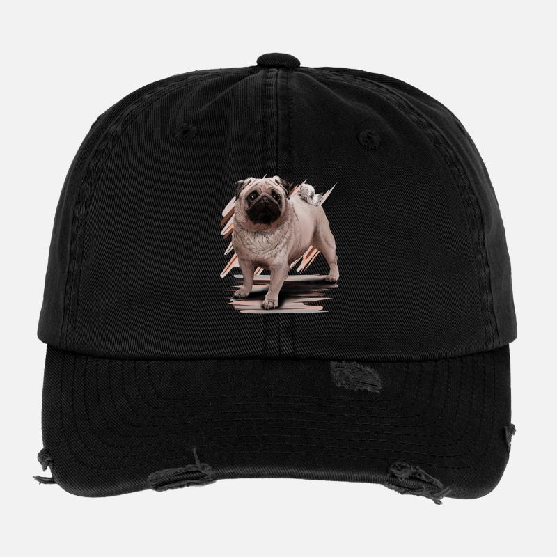 Pug - Casquette vintage effet usé Flexfit - noir