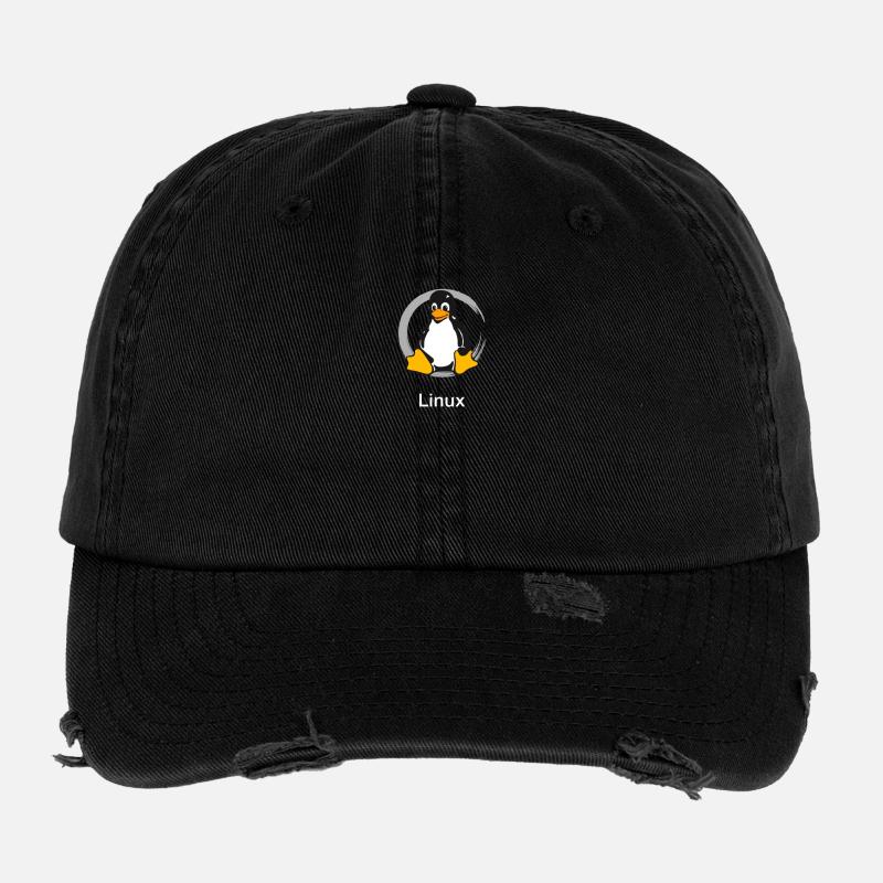 Ordinateur penguin nerd geek programmeur administrateur Casquette vintage effet usé Flexfit
