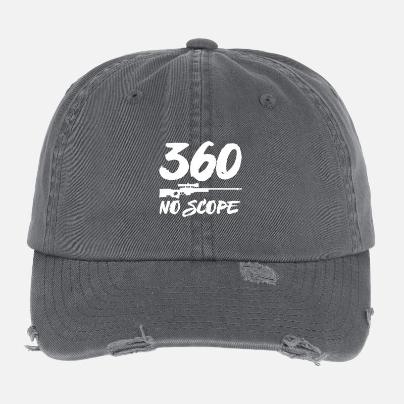 360 NO SCOPE CSGO AWP FPS PC GAMING MOTIF Flexfit Vintage Destroyed Cap