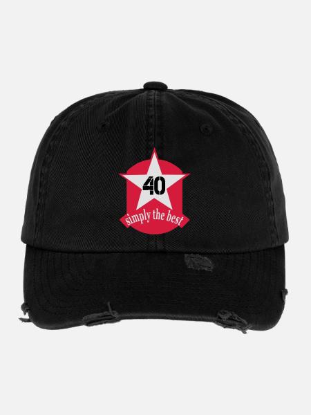 geburtstag - Flexfit Vintage Destroyed Cap - Schwarz - Vorne