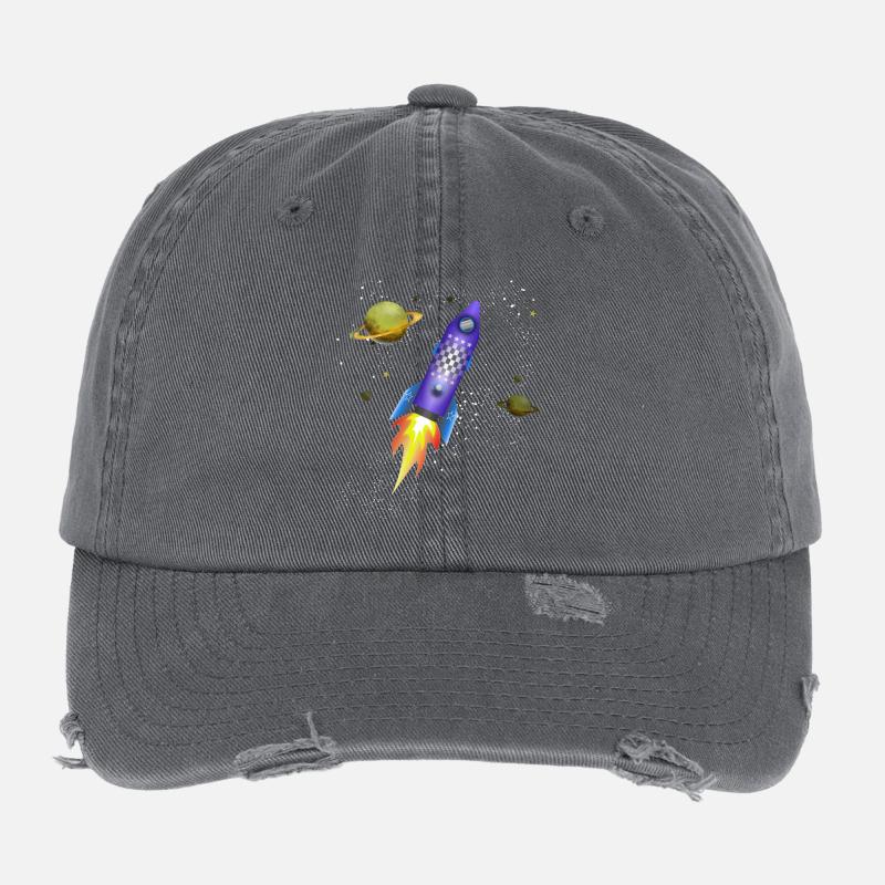 Rocket in space Flexfit Vintage Destroyed Cap