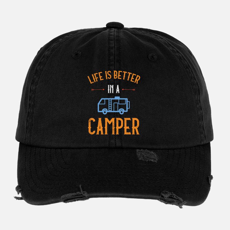 Das Leben ist besser in einem Camper Flexfit Vintage Destroyed Cap