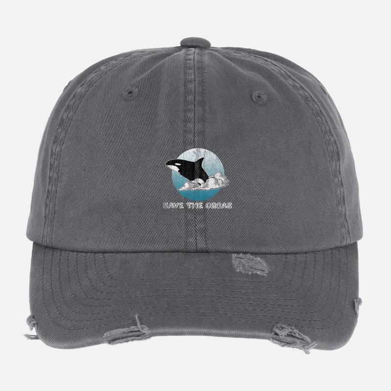 Dicton des orques pour le bien-être animal Casquette vintage effet usé Flexfit