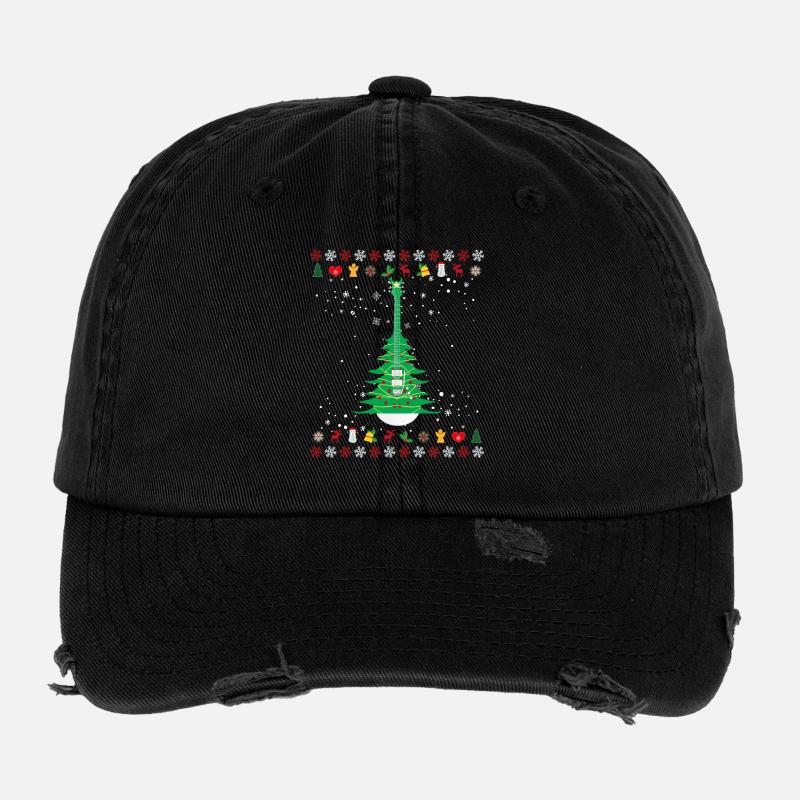 Gitarre Weihnachtsbaum - Flexfit Vintage Destroyed Cap - Schwarz