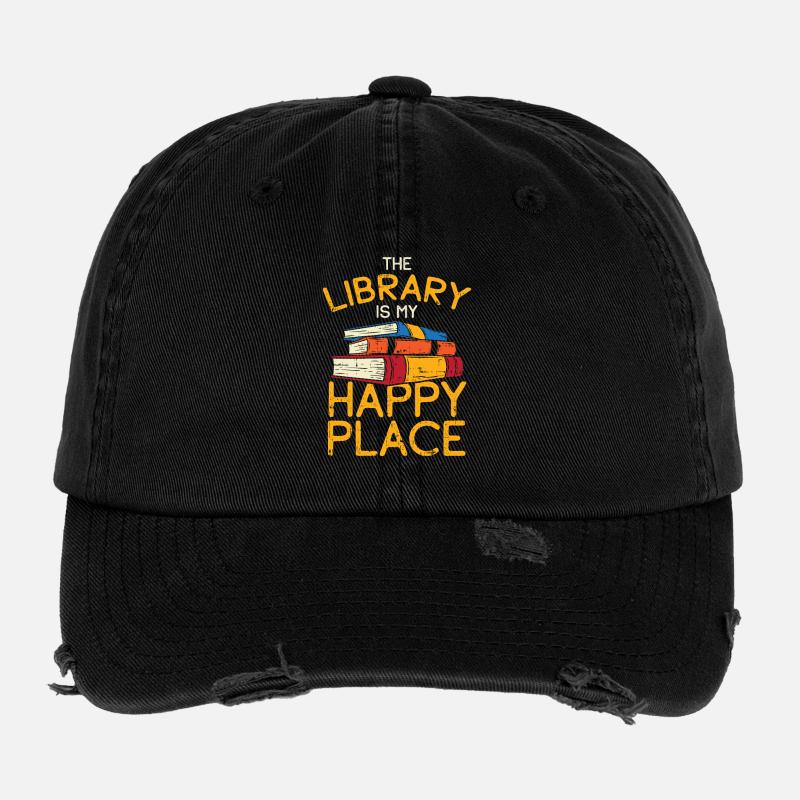 Library Books Reading Flexfit Vintage Destroyed Cap