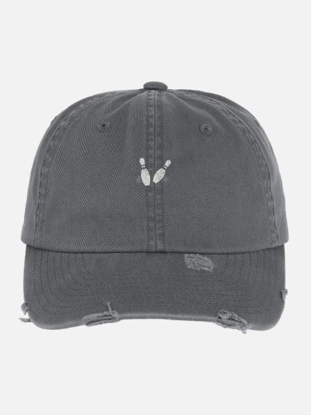 bowling pins - Flexfit Vintage Destroyed Cap - Dunkelgrau - Vorne