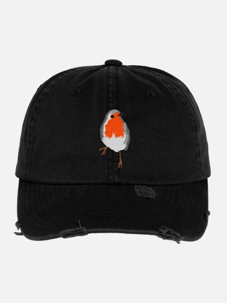 Rouge-gorge - Casquette vintage effet usé Flexfit - noir - Devant